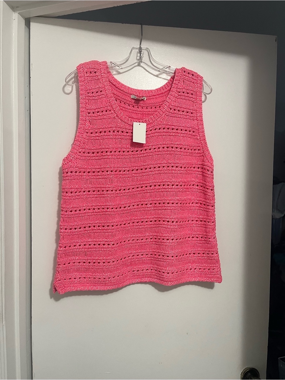 Pink Sleeveless Crochet Knit Tank Top Brand New with tags
